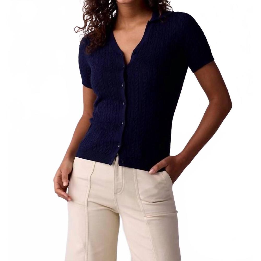NEW THE NORMAL BRAND sutton fine gauge top in navy